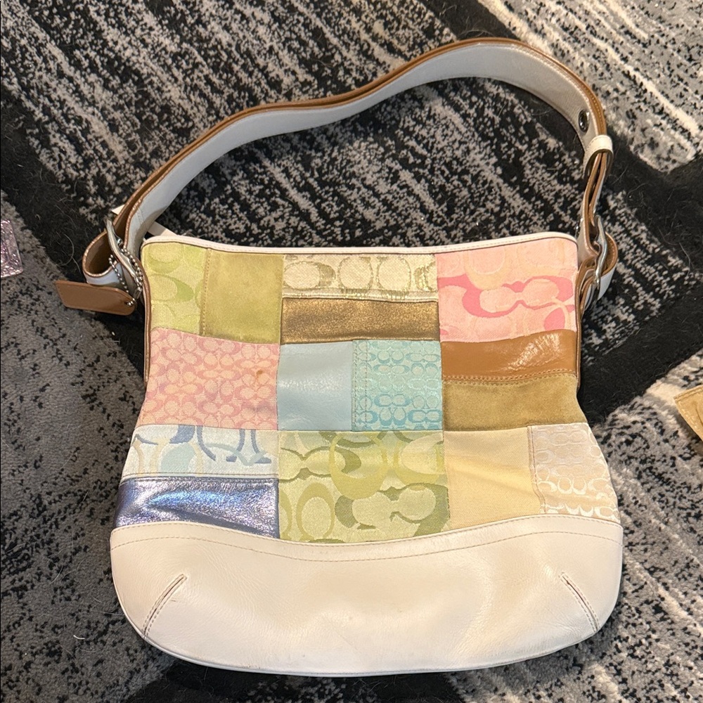 Multicolor Patchwork Shoulder Coach Bag - image 1